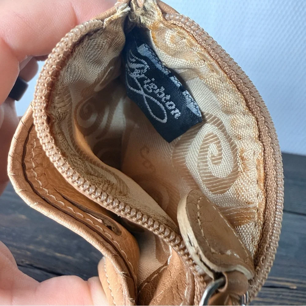 Brighton Tan Leather Mini Coin Purse or Id Pouch with Heart Detail (3) - Picture 2 of 3